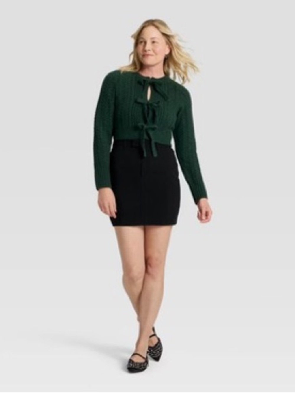 Women’s - A New Day Bow Cardigan in Dark Forest Green. Size XL. NWT. - Picture 9 of 9